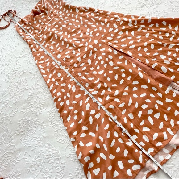 NWOT Lulus Party in Paris Light Orange Print Tie-Strap Midi Dress Large - Picture 7 of 10